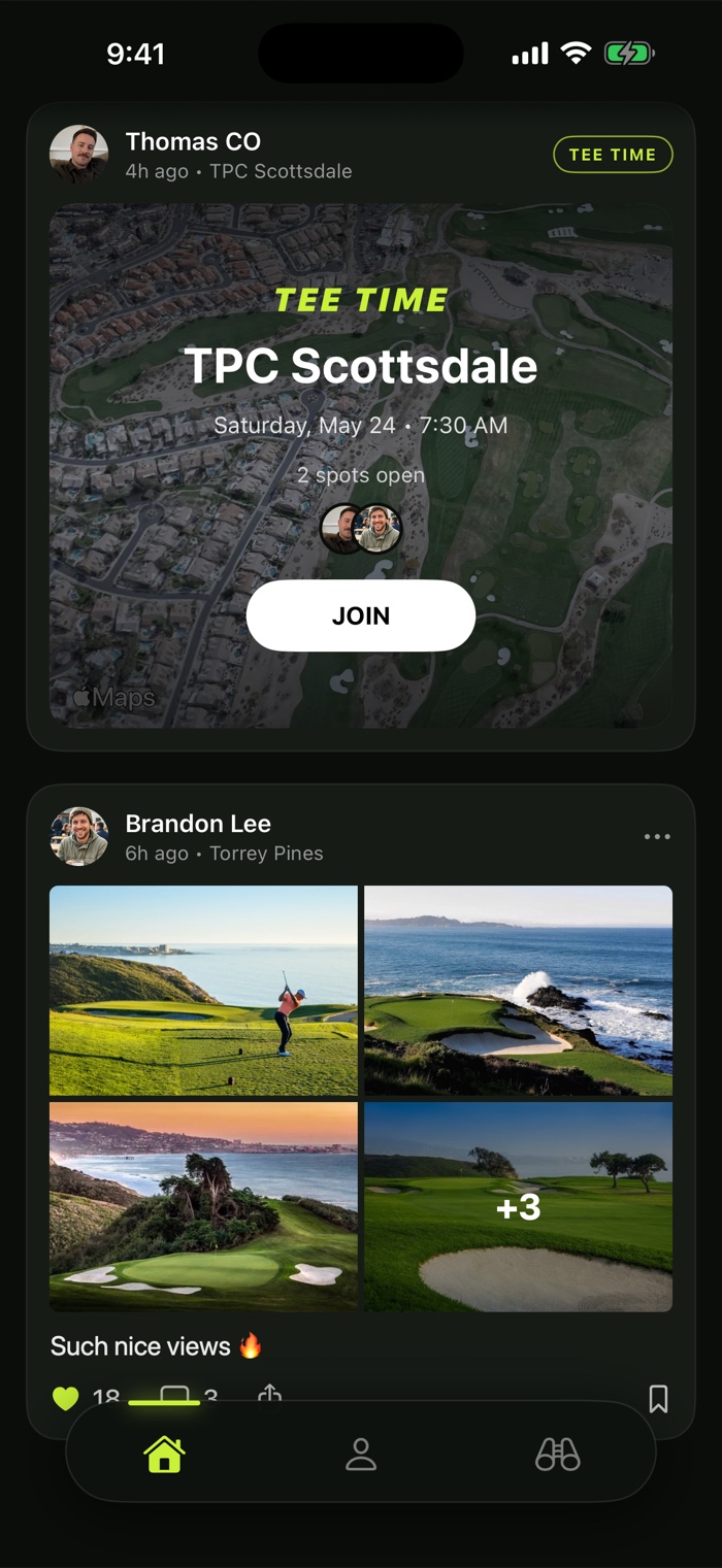 Swing tee times — join a round with one tap